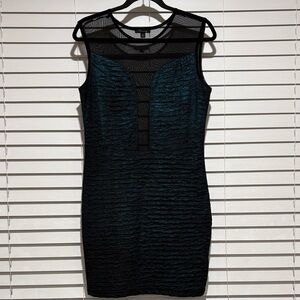 Timing Black and Teal Textured Mini Dress